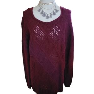 American Eagle Outfitters Scoop Neck Red Cable Knit Sweater Size Large